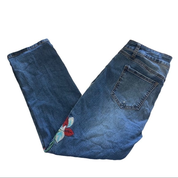 Est 1946 Denim Embroidery Distress Crop Womens Jean 12 Blue - Picture 6 of 12